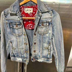 Americana distressed denim jacket
